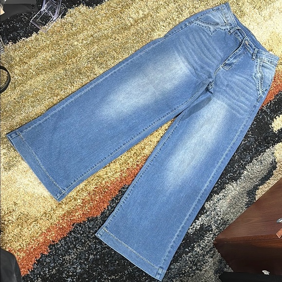 NWOT High Rise Wide-Leg Blue Jeans Women's Size Small Unbranded - Picture 1 of 9